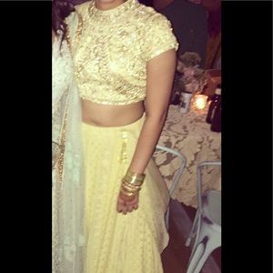 Light Yellow Two Piece Indian Lengha Choli Dress
